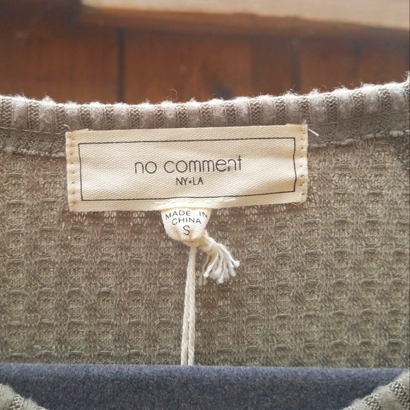 No Comment Waffle Thermal Detail Long Sleeve Tee S - Picture 3 of 4